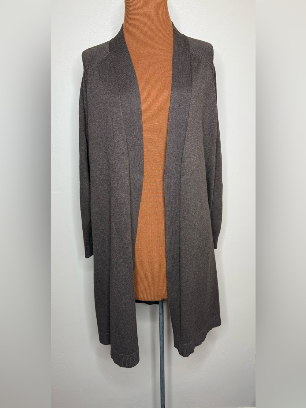 Verve Ami Open-Front Cardigan Dark Chocolate Brown Size Large